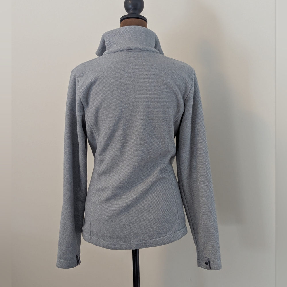 The North Face Gray Striped Zipper Fleece Jacket, Sz Small - Picture 3 of 5